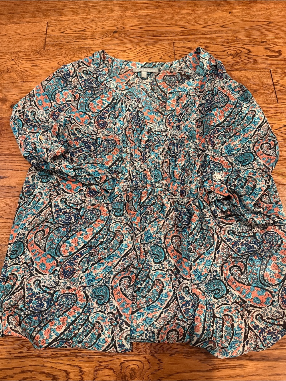 Daniel Rainn Paisley Tunic in Teal and Coral